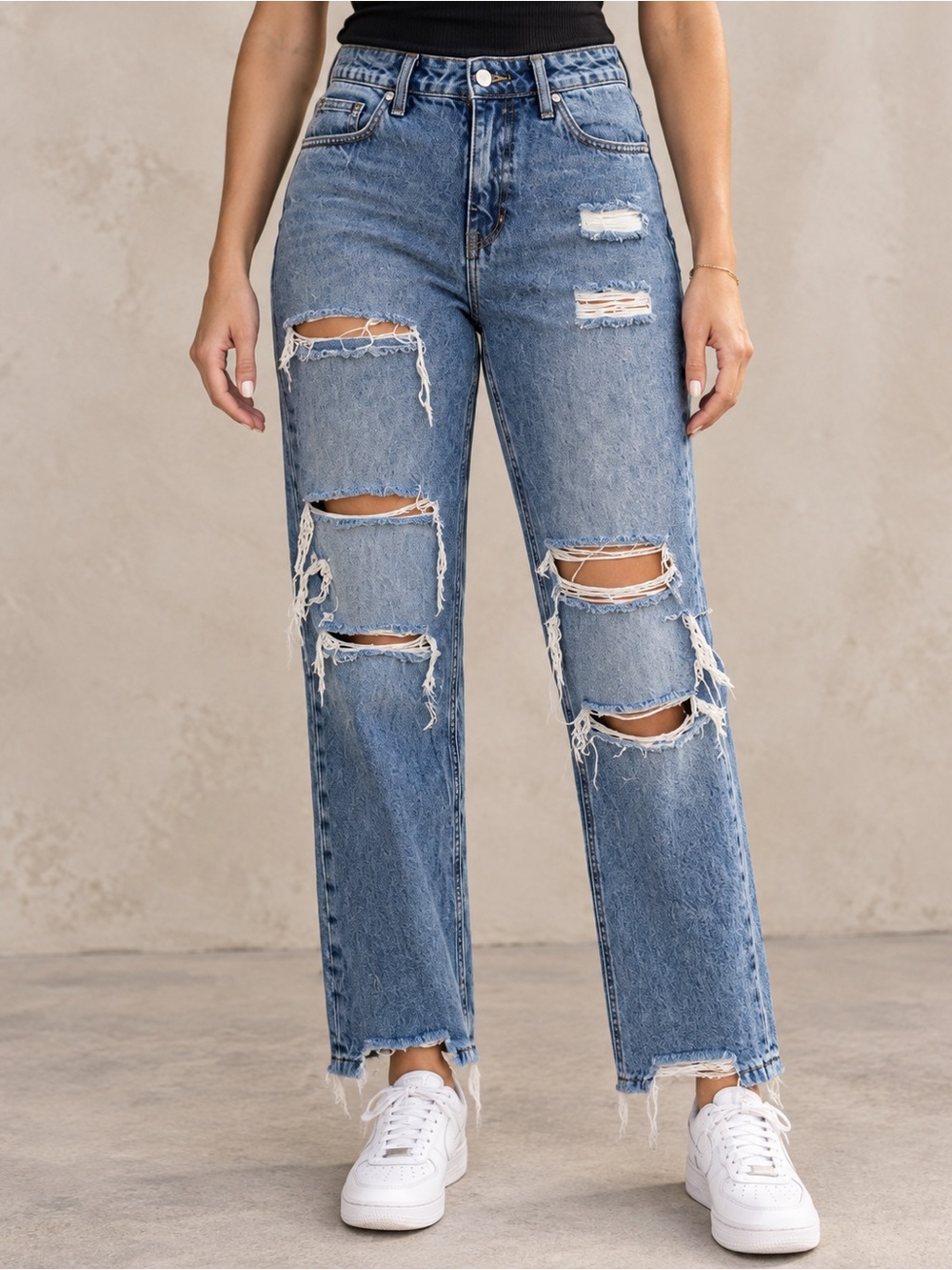 Altar’d State Distressed Jeans Size 26 / 2 High Rise Straight Leg